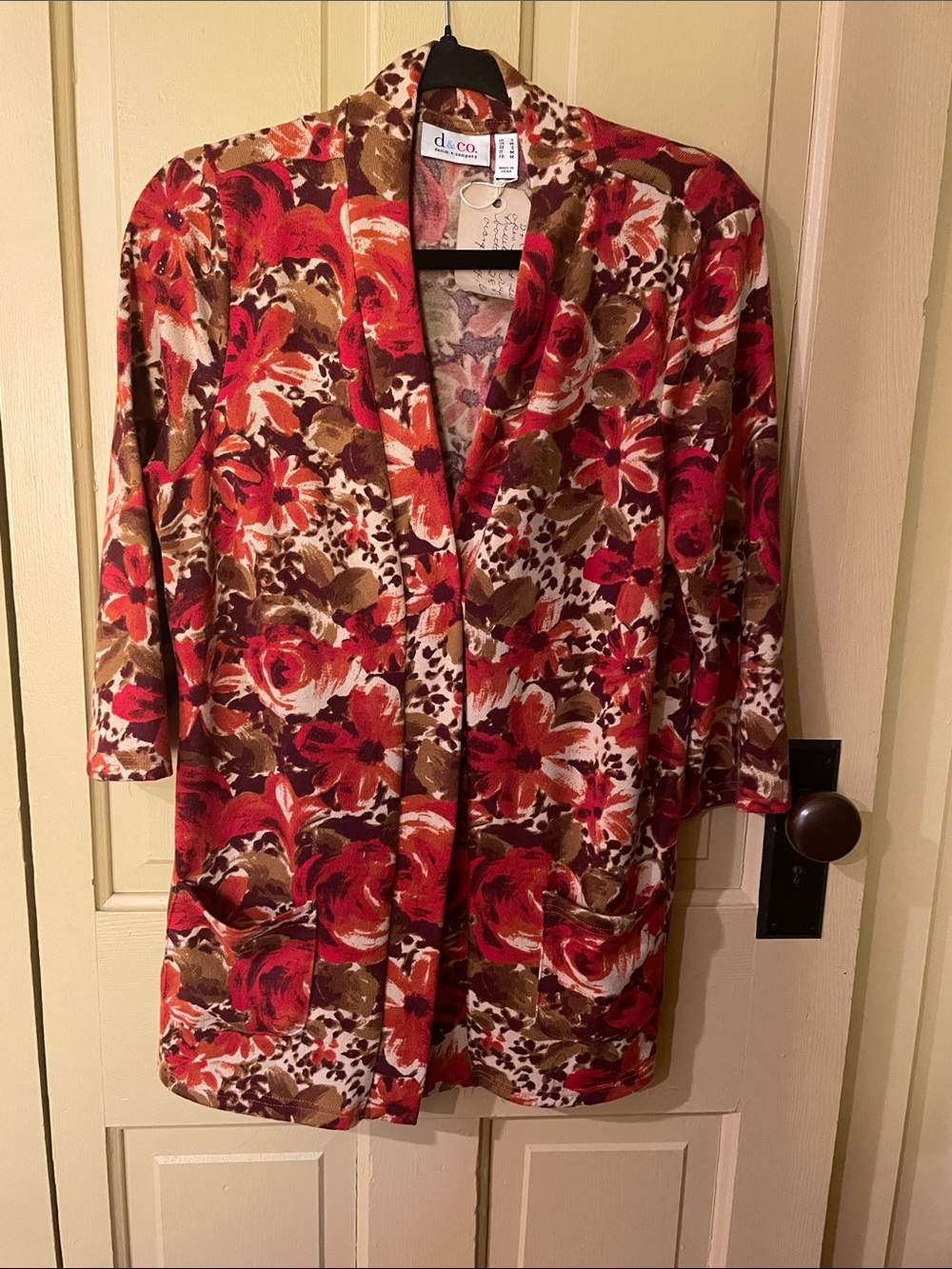 S floral open sweater fall colors